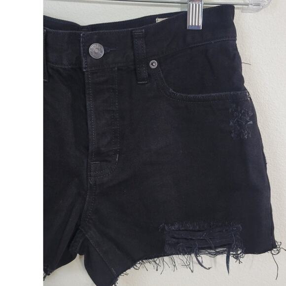 Free People Shorts Womens Size 26  Black Denim Shorts Witchy EMO Goth Cut Offs - Picture 6 of 9